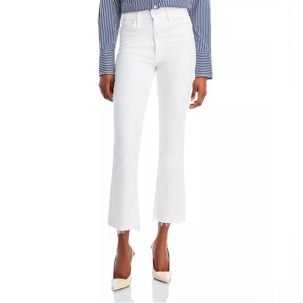 MOTHER The Hustler High Rise Frayed Flare Leg Ankle Jeans